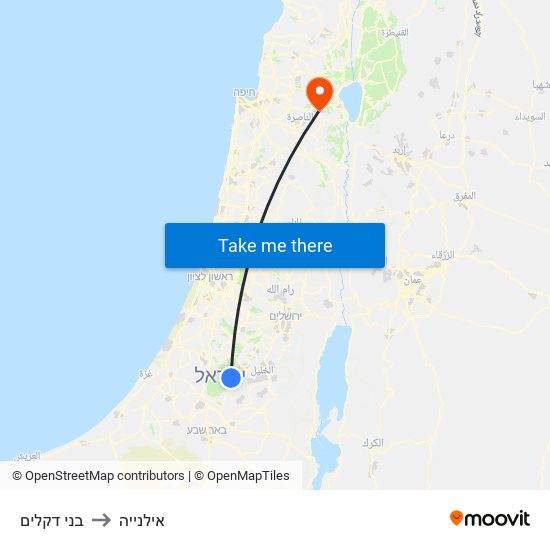 בני דקלים to אילנייה map