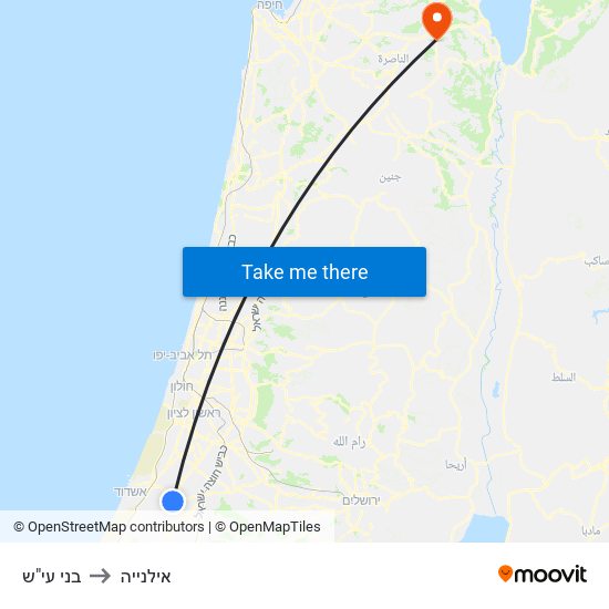 בני עי"ש to אילנייה map