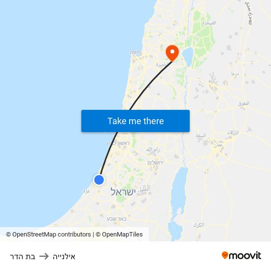 בת הדר to אילנייה map