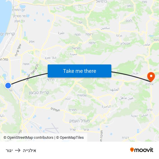 יגור to אילנייה map
