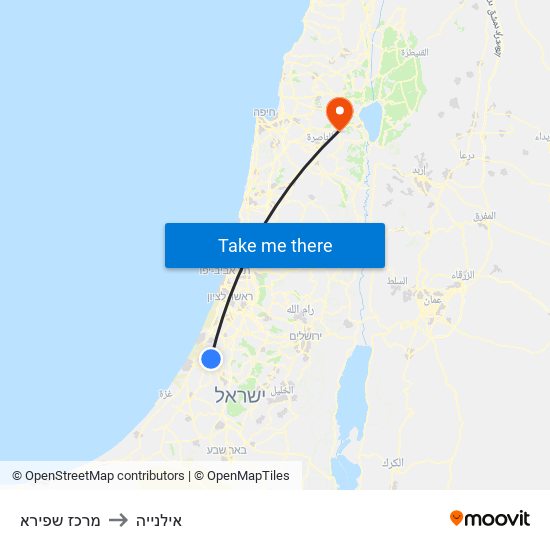 מרכז שפירא to אילנייה map