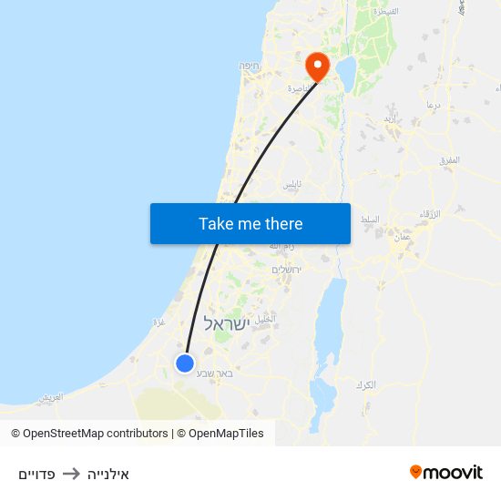 פדויים to אילנייה map