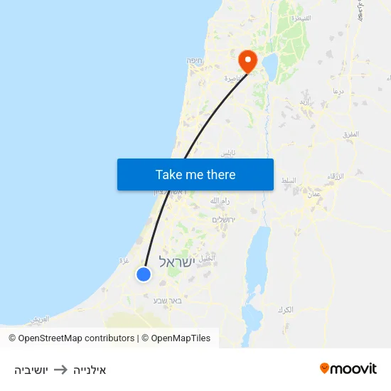 יושיביה to אילנייה map