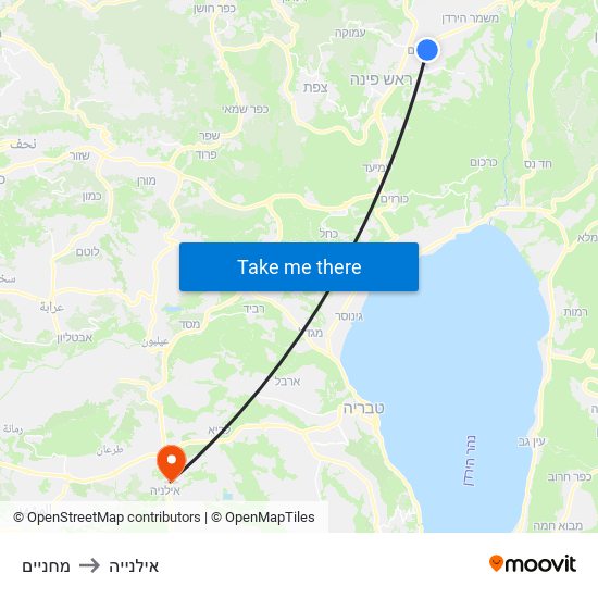 מחניים to אילנייה map