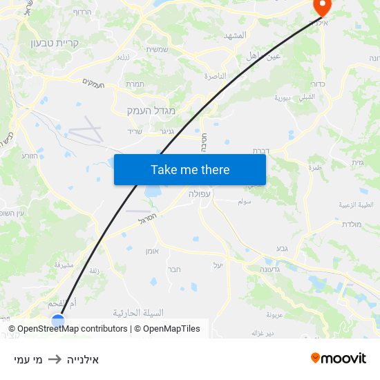 מי עמי to אילנייה map