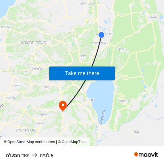 יסוד המעלה to אילנייה map