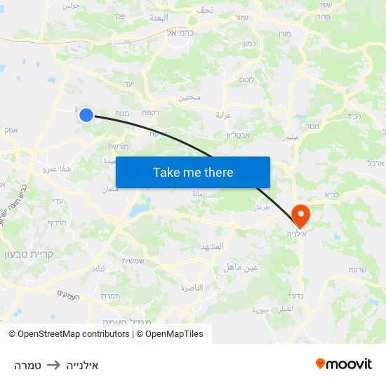 טמרה to אילנייה map