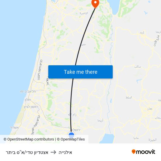 אצטדיון טדי/א''ס ביתר to אילנייה map