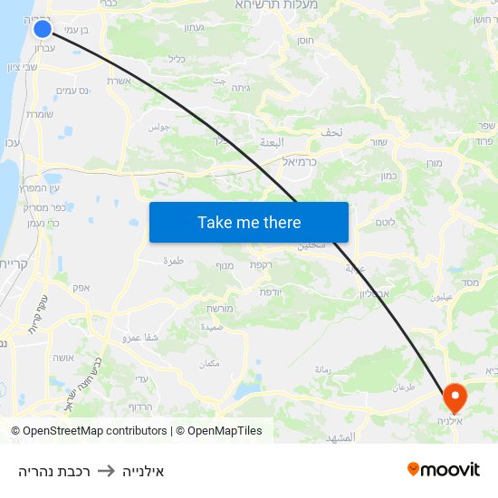 רכבת נהריה to אילנייה map