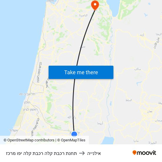 תחנת רכבת קלה רכבת קלה יפו מרכז to אילנייה map