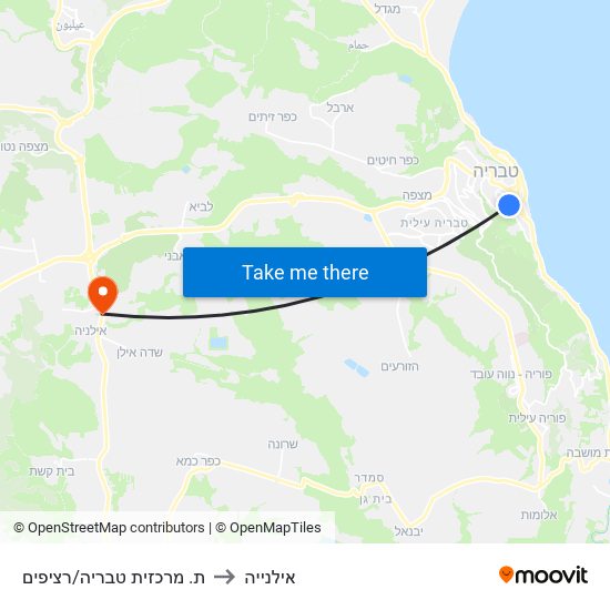 ת. מרכזית טבריה/רציפים to אילנייה map
