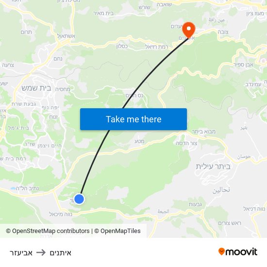 אביעזר to איתנים map