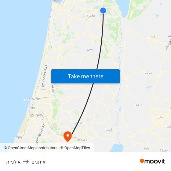 אילנייה to איתנים map