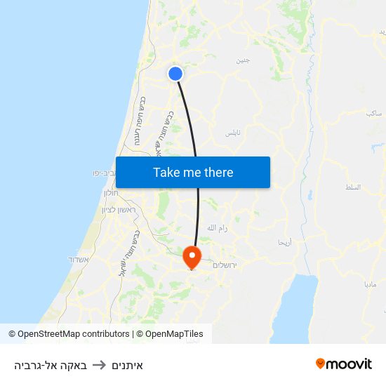 באקה אל-גרביה to איתנים map