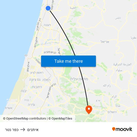 כפר נטר to איתנים map