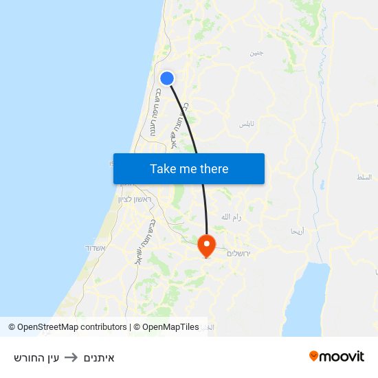 עין החורש to איתנים map