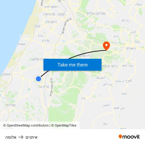 אלומה to איתנים map