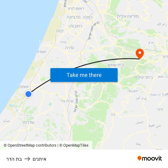 בת הדר to איתנים map