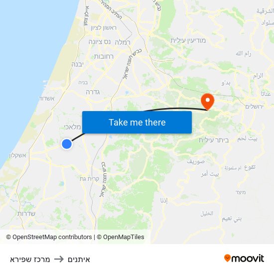 מרכז שפירא to איתנים map