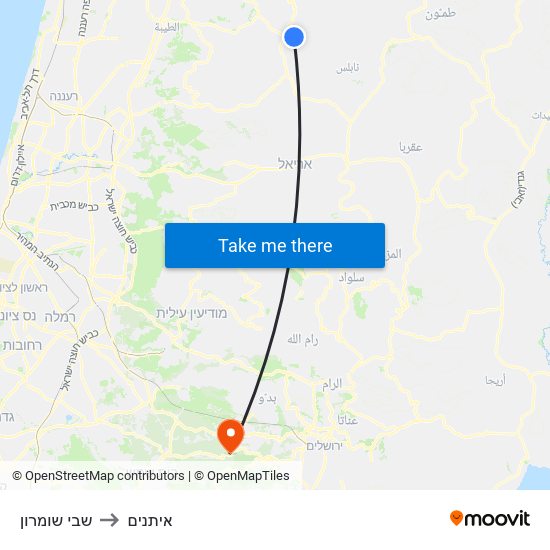 שבי שומרון to איתנים map