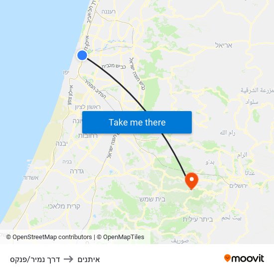 דרך נמיר/פנקס to איתנים map