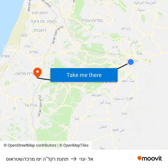 תחנת רקל''ה יפו מרכז/שטראוס to אל -עזי map