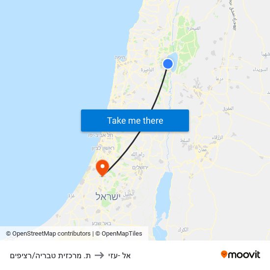 ת. מרכזית טבריה/רציפים to אל -עזי map