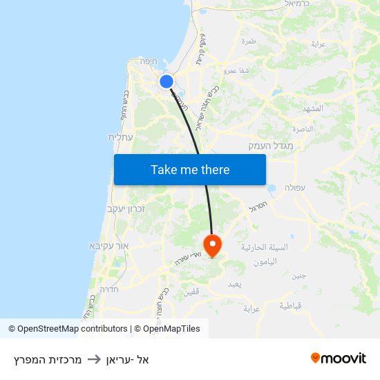 מרכזית המפרץ to אל -עריאן map