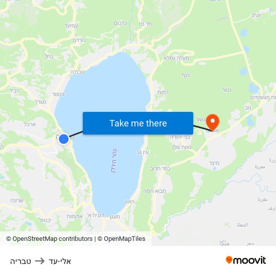 טבריה to אלי-עד map