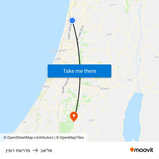 מדרשת רופין to אליאב map