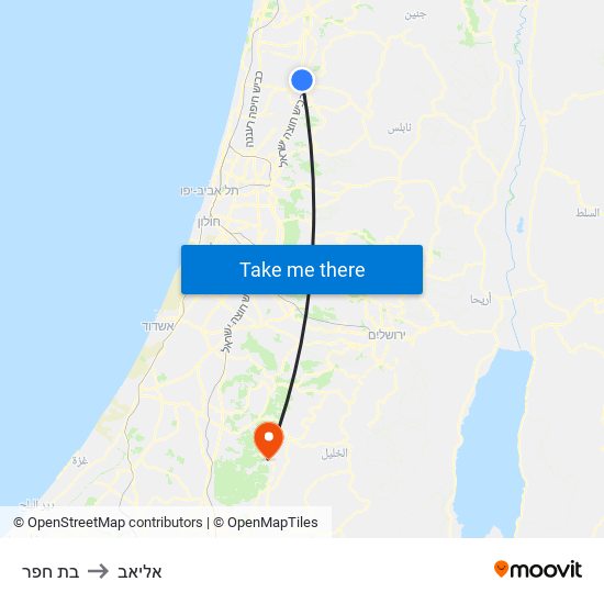 בת חפר to אליאב map