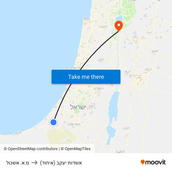 מ.א. אשכול to אשדות יעקב (איחוד) map