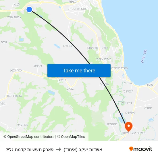פארק תעשיות קדמת גליל to אשדות יעקב (איחוד) map