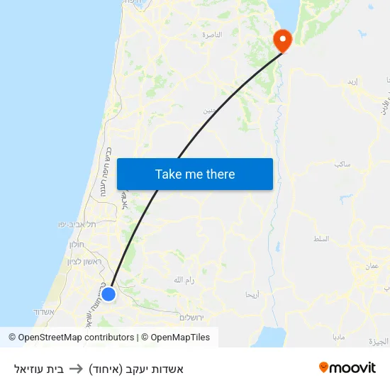 בית עוזיאל to אשדות יעקב (איחוד) map