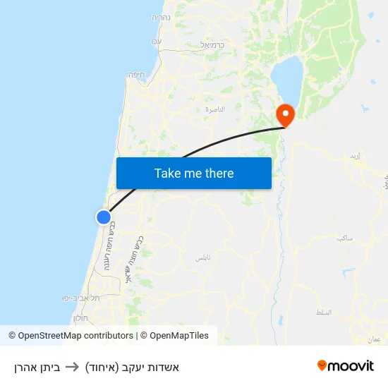 ביתן אהרן to אשדות יעקב (איחוד) map