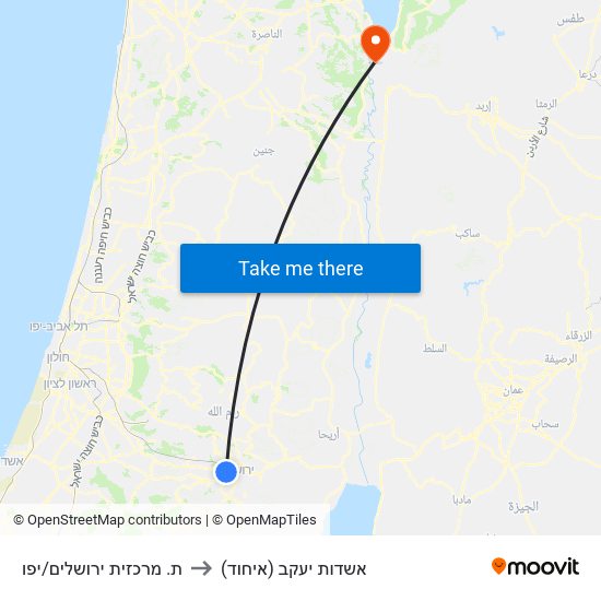 ת. מרכזית ירושלים/יפו to אשדות יעקב (איחוד) map