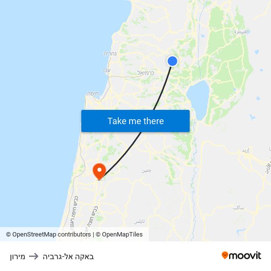 מירון to באקה אל-גרביה map