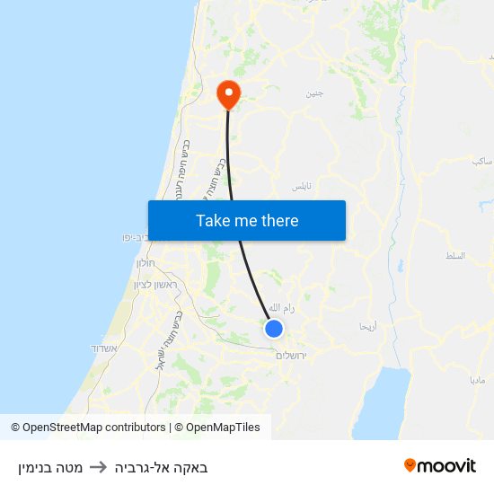 מטה בנימין to באקה אל-גרביה map