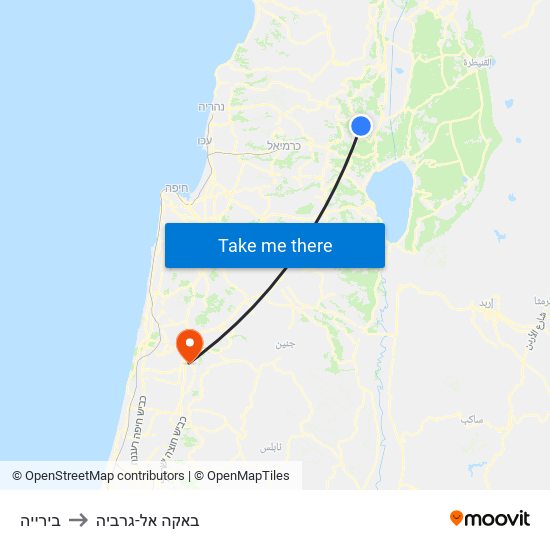 בירייה to באקה אל-גרביה map