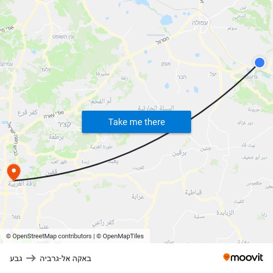 גבע to באקה אל-גרביה map