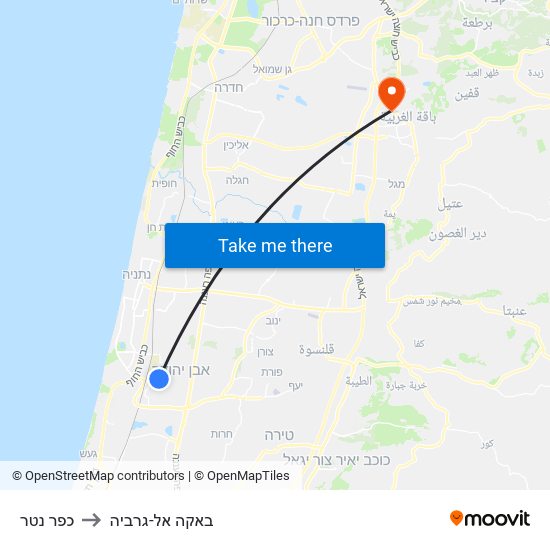 כפר נטר to באקה אל-גרביה map