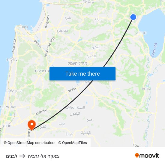 לבנים to באקה אל-גרביה map