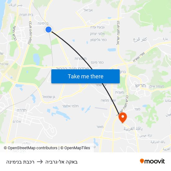 רכבת בנימינה to באקה אל-גרביה map