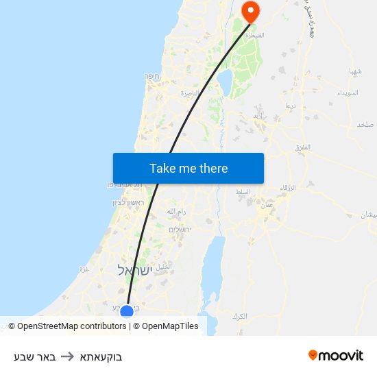 באר שבע to בוקעאתא map