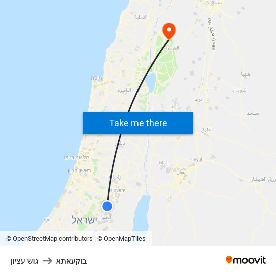 גוש עציון to בוקעאתא map