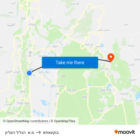 מ.א. הגליל העליון to בוקעאתא map