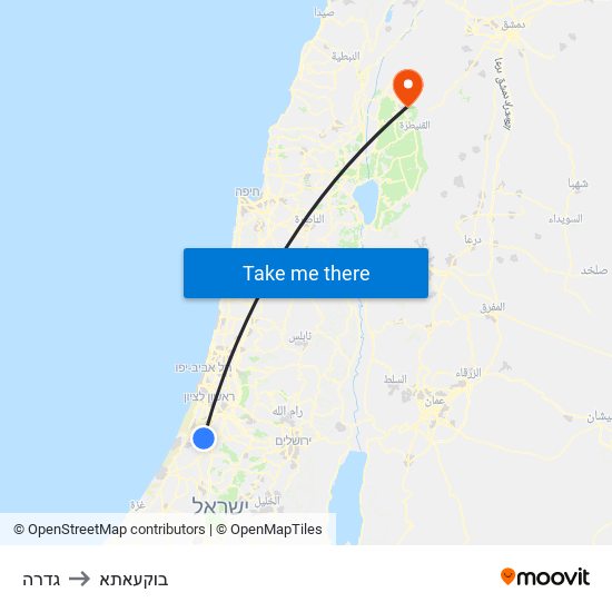 גדרה to בוקעאתא map