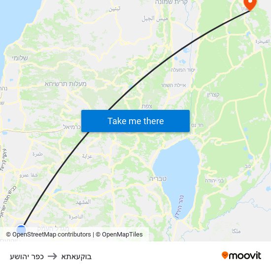כפר יהושע to בוקעאתא map