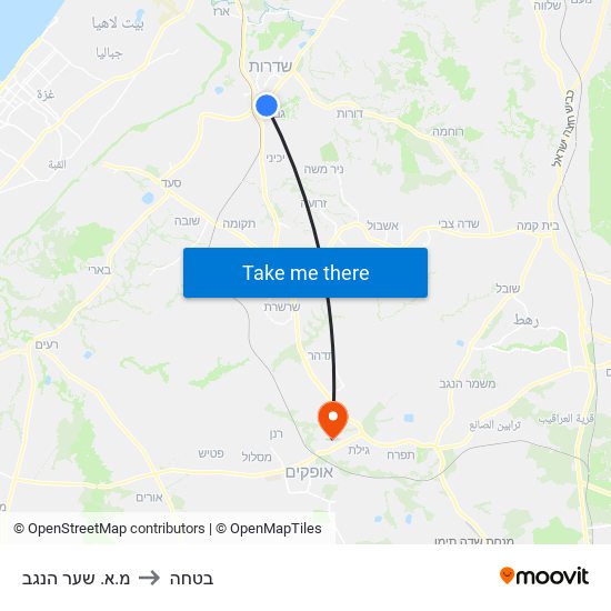 מ.א. שער הנגב to בטחה map