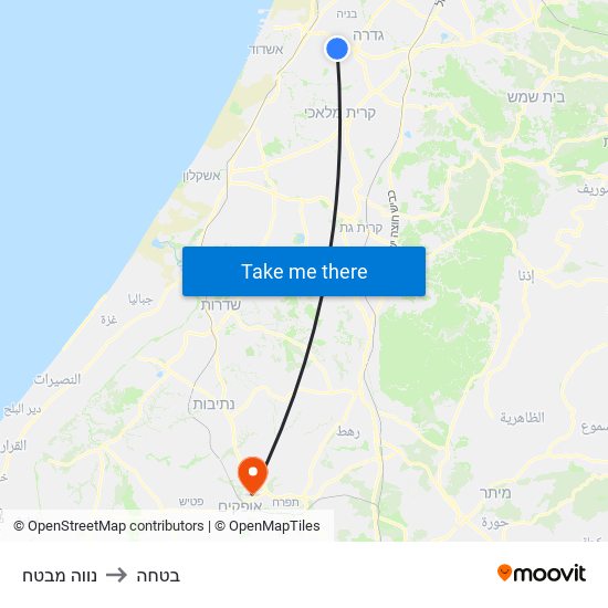 נווה מבטח to בטחה map